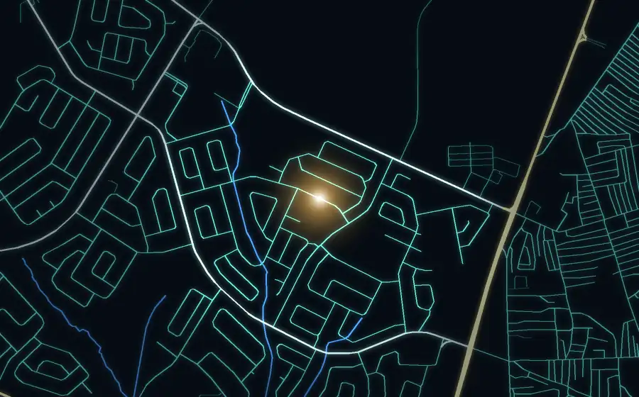 Street map of Lenasia South with a light for Buttons & Bows