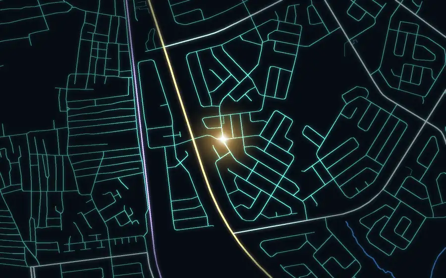 Street map of Lenasia South with a light for Daxina Supermarket