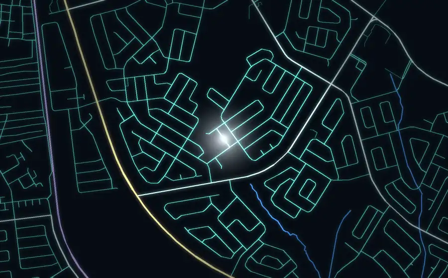 Street map of Lenasia South with a light for Deep South Tactical