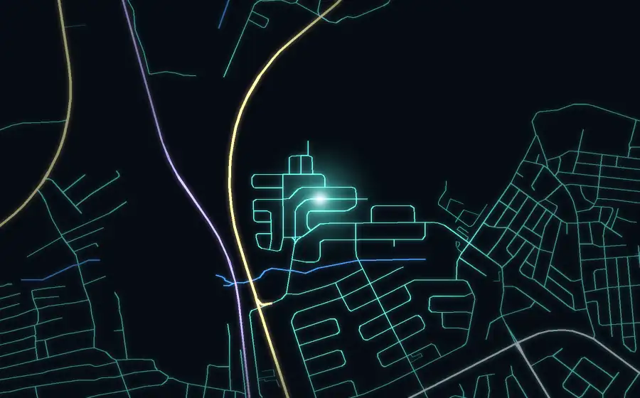 Street map of Lenasia South with a light for Gas Xpres