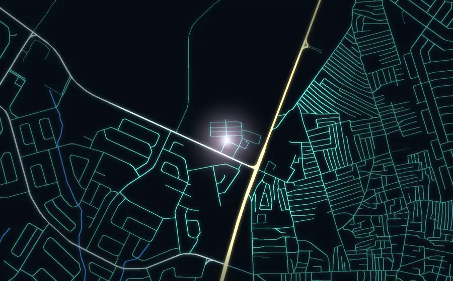Street map of Lenasia South with a light for Genesis 1.1 African Legacy