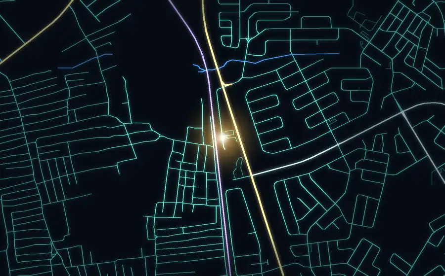 Street map of Lenasia South with a light for Honeys Queen