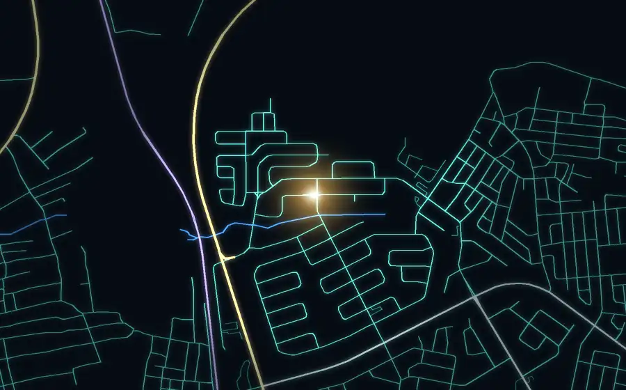 Street map of Lenasia South with a light for Lekker Chowz