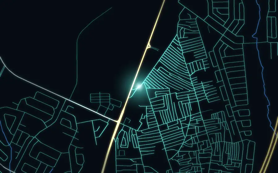 Street map of Lenasia South with a light for Spaza Hardware