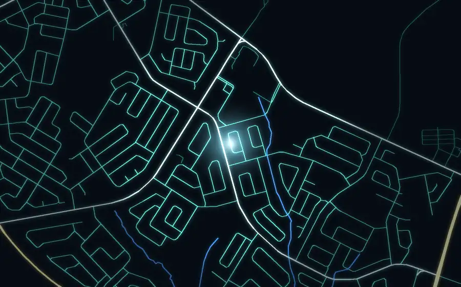 Street map of Lenasia South with a light for Thuso Technologies